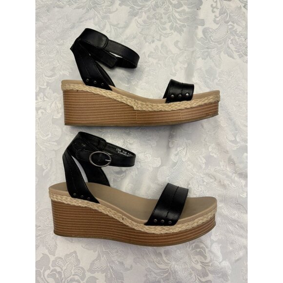 Frye And Co. Livia Size‎ 9.5M Black Strappy Wedge Sandal - Picture 9 of 12